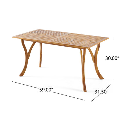 Teak Acacia Wood Outdoor Dining Table - 59 Inch Rectangular