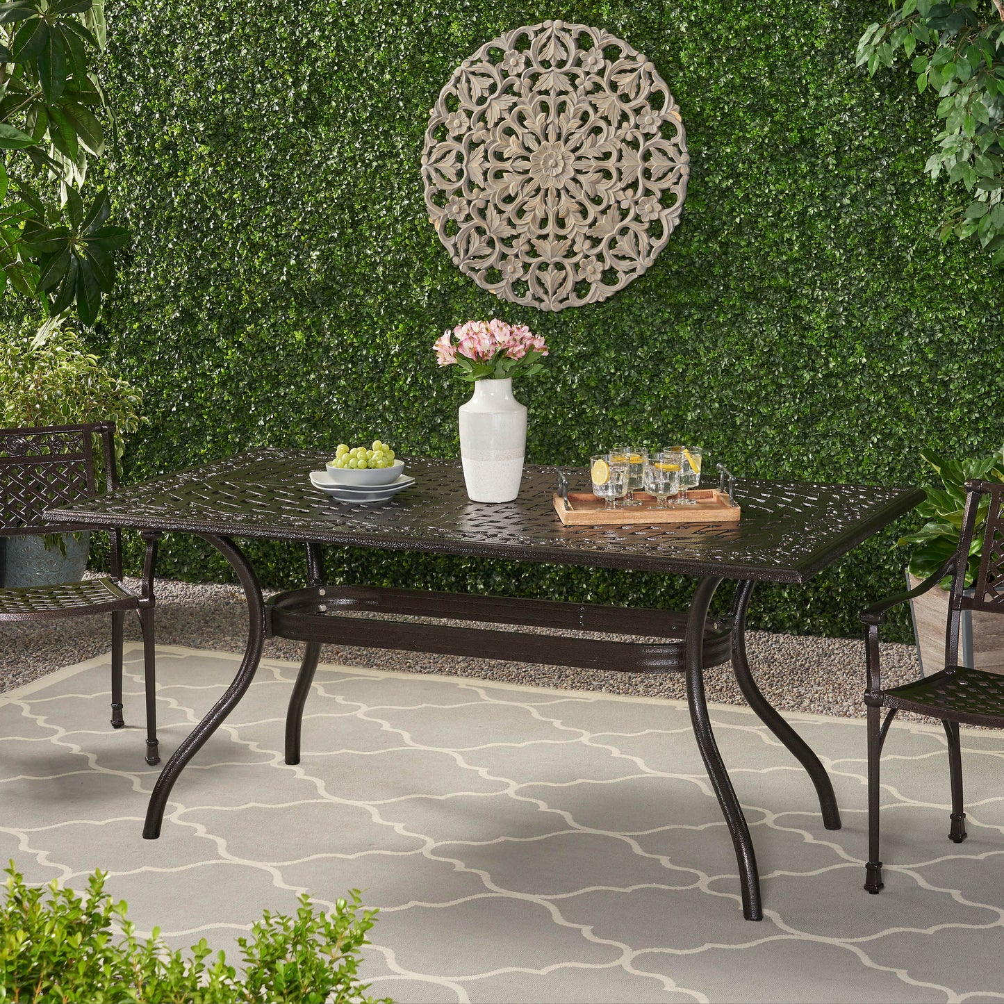 Bronze Aluminium Patio Dining Table - 67" Outdoor Table
