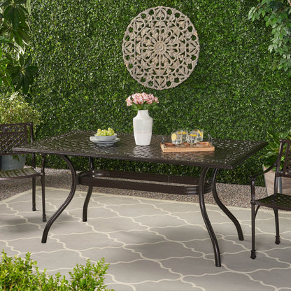 Bronze Aluminium Patio Dining Table - 67" Outdoor Table