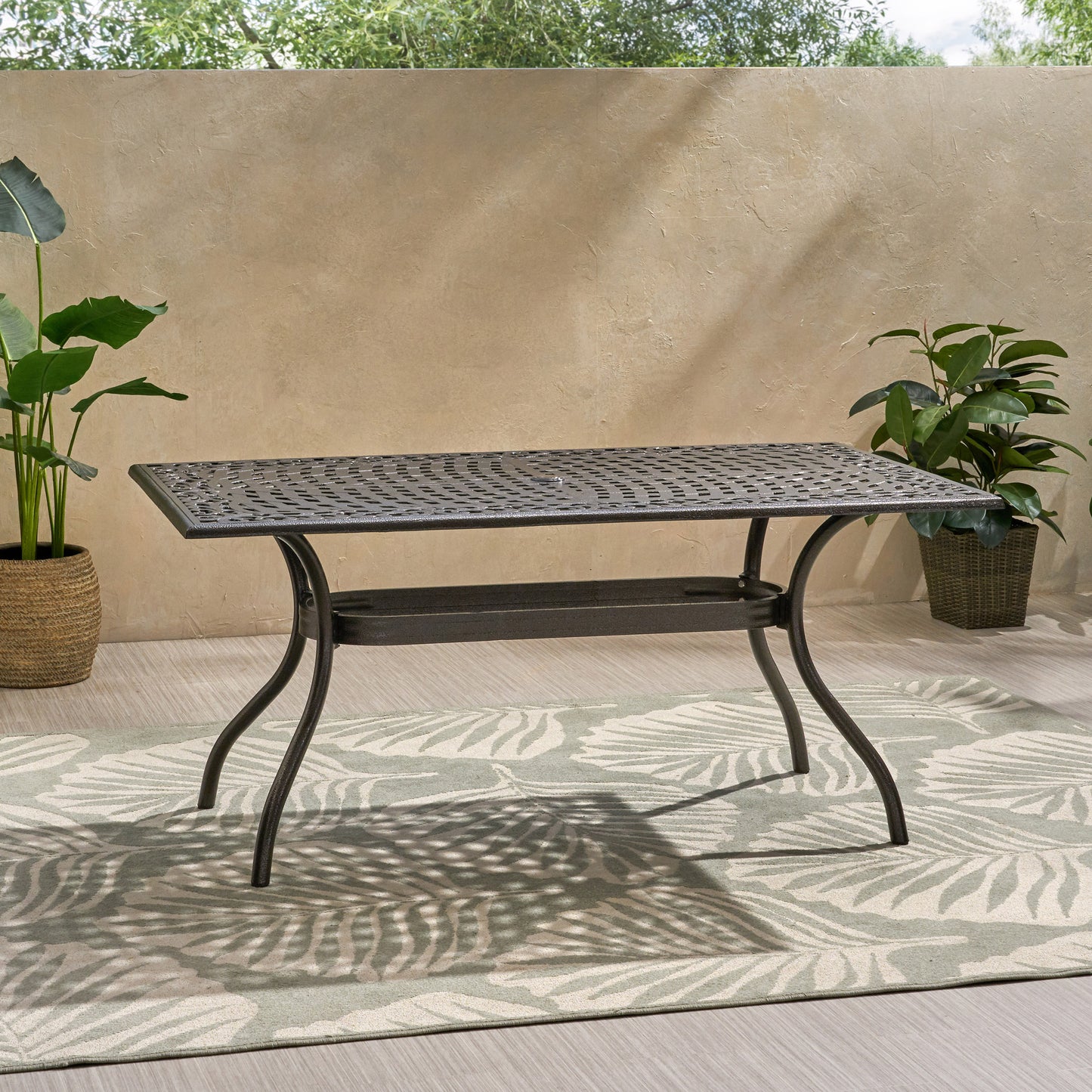 Bronze Aluminium Patio Dining Table - 67" Outdoor Table