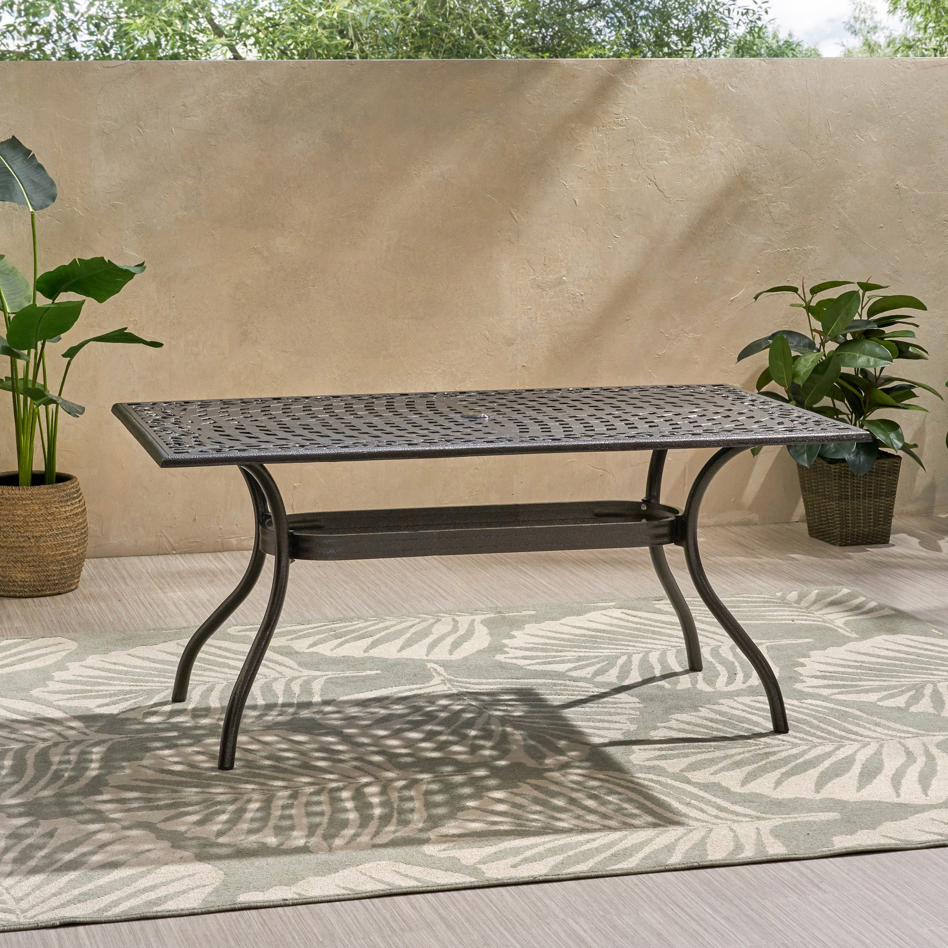 Bronze Aluminium Patio Dining Table - 67" Outdoor Table