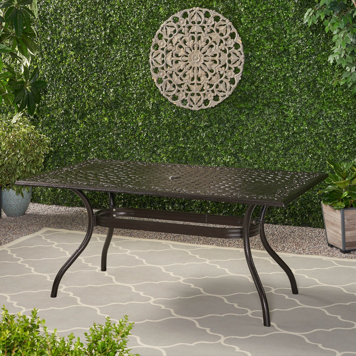 Bronze Aluminium Patio Dining Table - 67" Outdoor Table