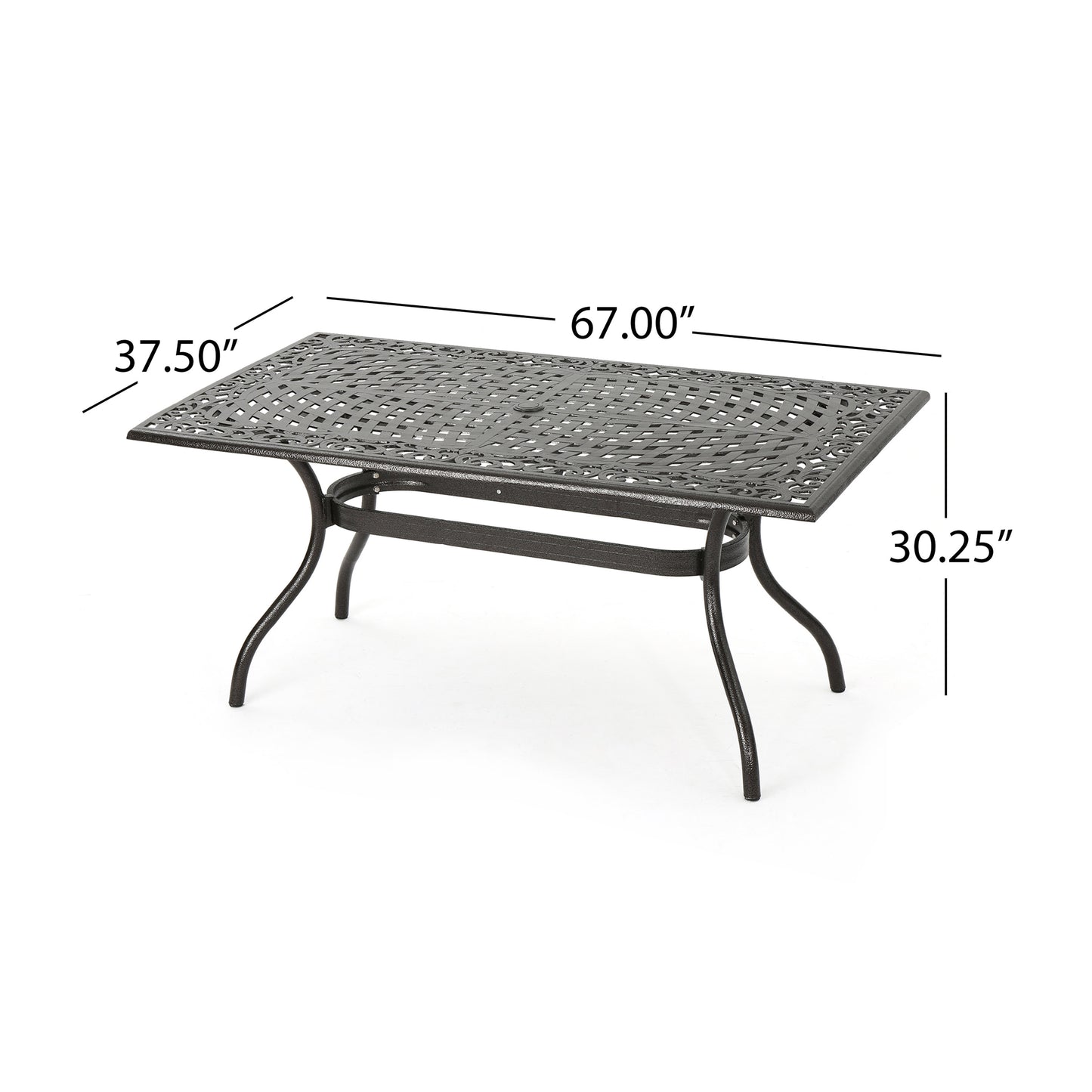 Bronze Aluminium Patio Dining Table - 67" Outdoor Table