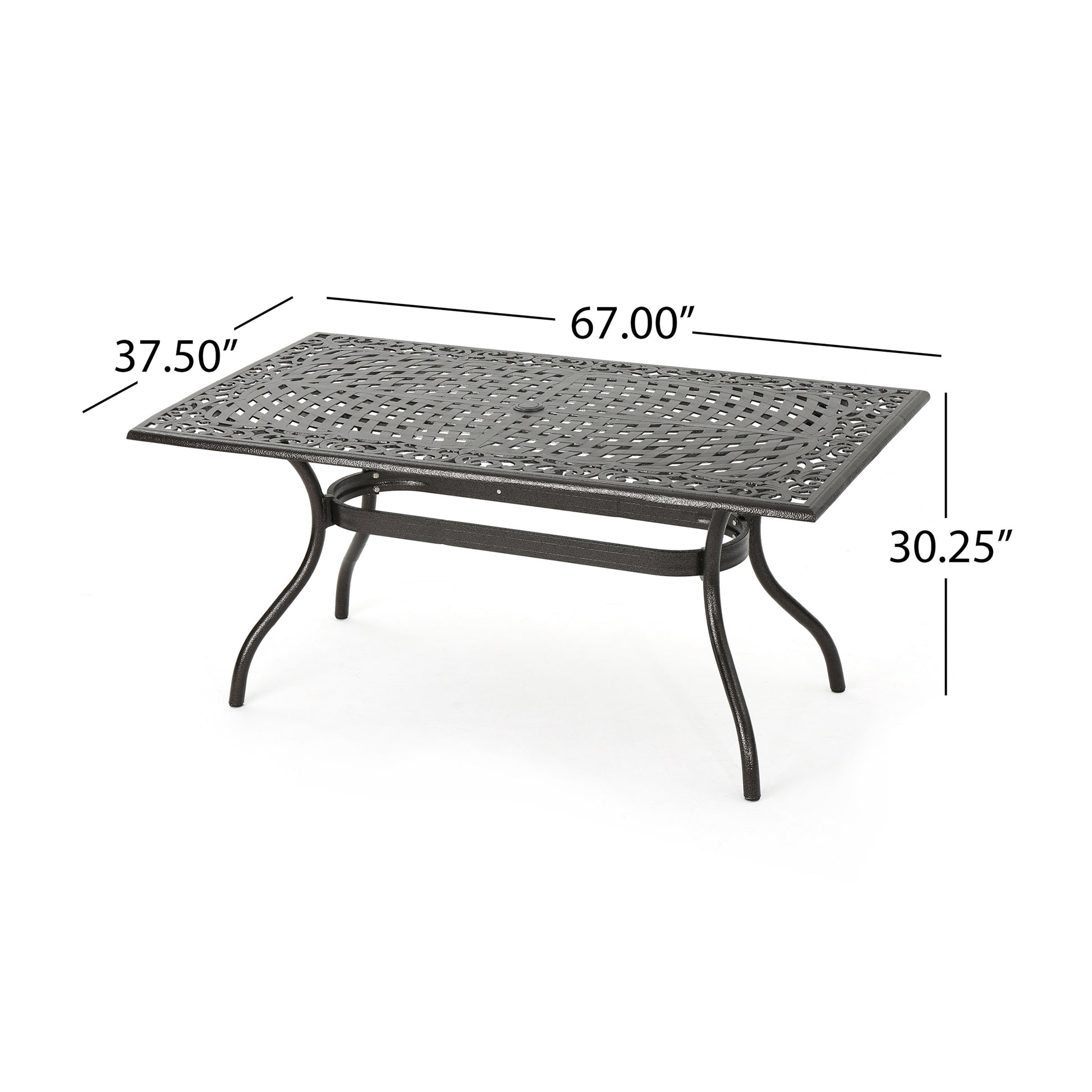 Bronze Aluminium Patio Dining Table - 67" Outdoor Table