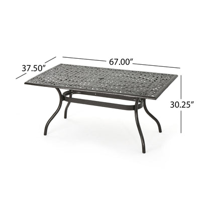 Bronze Aluminium Patio Dining Table - 67" Outdoor Table