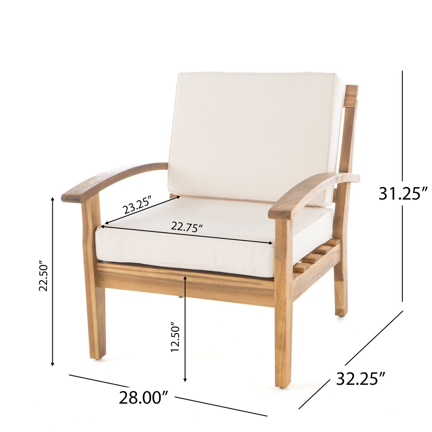 Peyton Club Chair Set - Teak Acacia Wood Patio Furniture