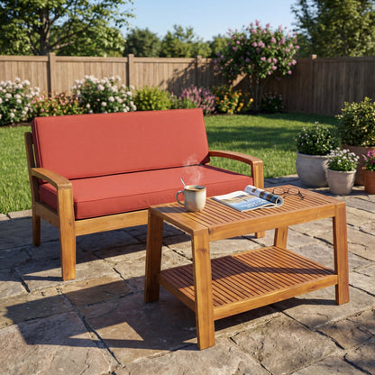 Red Teak Acacia Outdoor Seating Set for Garden & Poolside