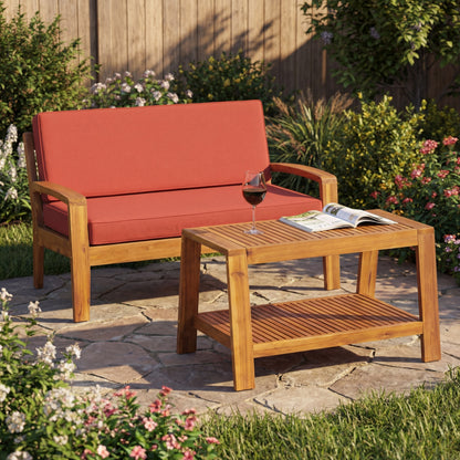 Red Teak Acacia Outdoor Seating Set for Garden & Poolside