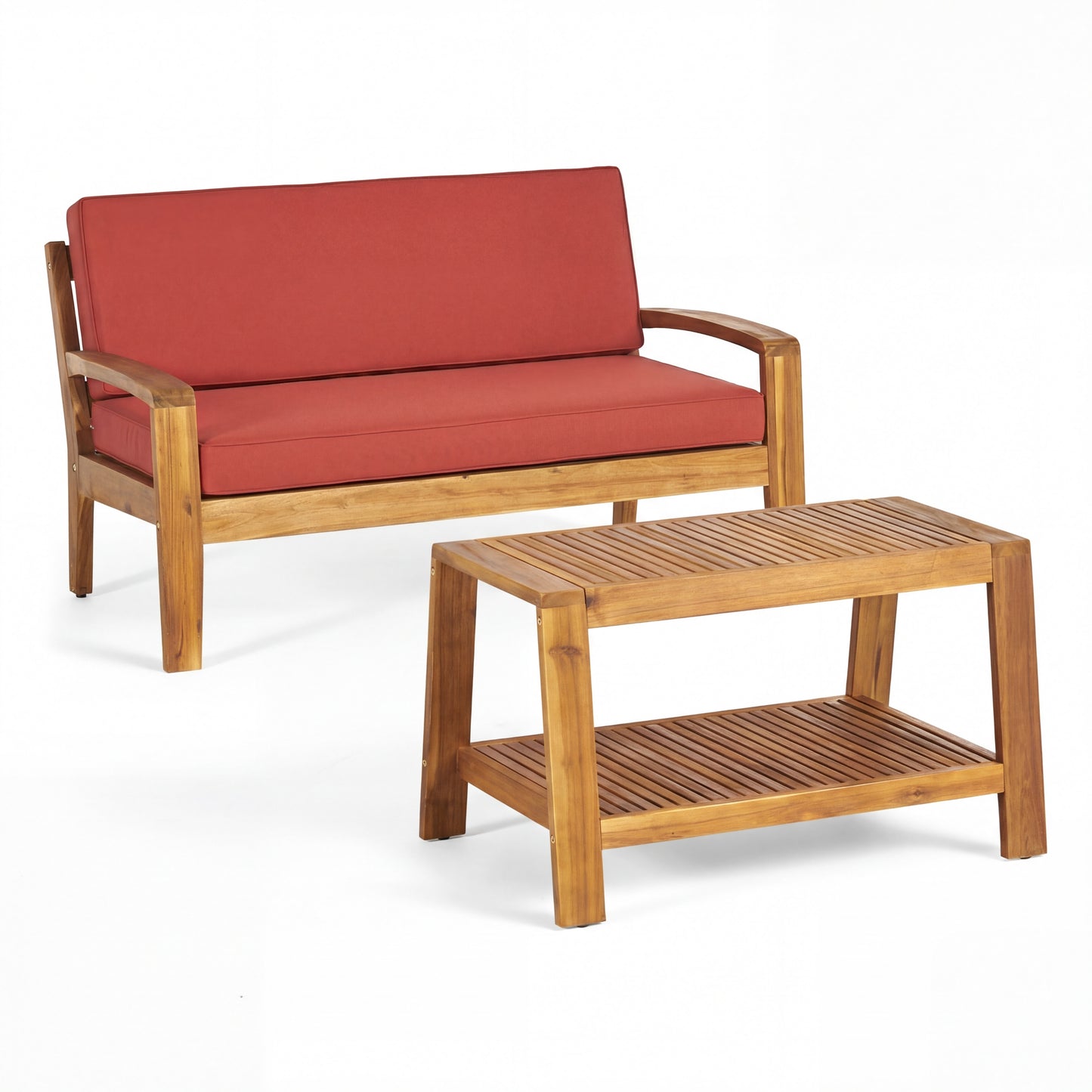 Red Teak Acacia Outdoor Seating Set for Garden & Poolside