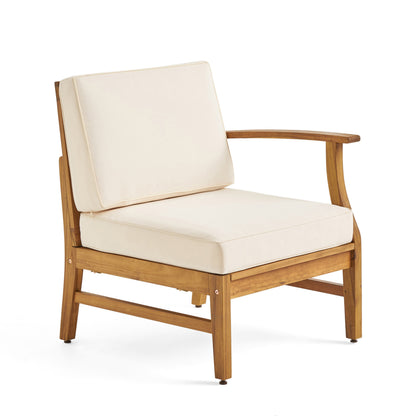 PERLA 3 Seater Sofa & Table Set - Cream Acacia Wood Patio Furniture