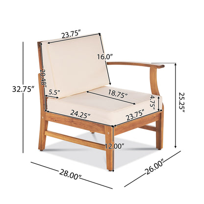 PERLA 3 Seater Sofa & Table Set - Cream Acacia Wood Patio Furniture