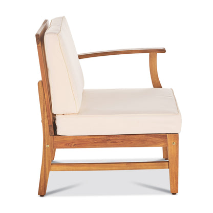 PERLA 3 Seater Sofa & Table Set - Cream Acacia Wood Patio Furniture