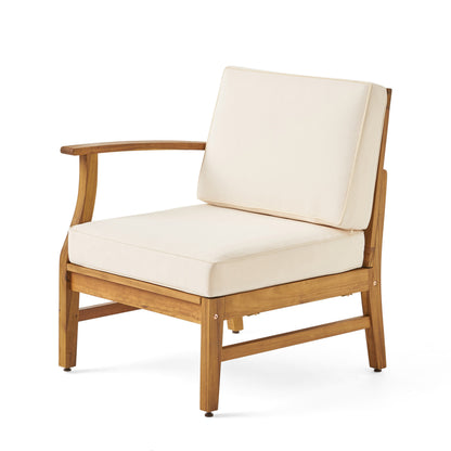Cream Acacia Wood Poolside Sofa Set for Garden Patio Seating