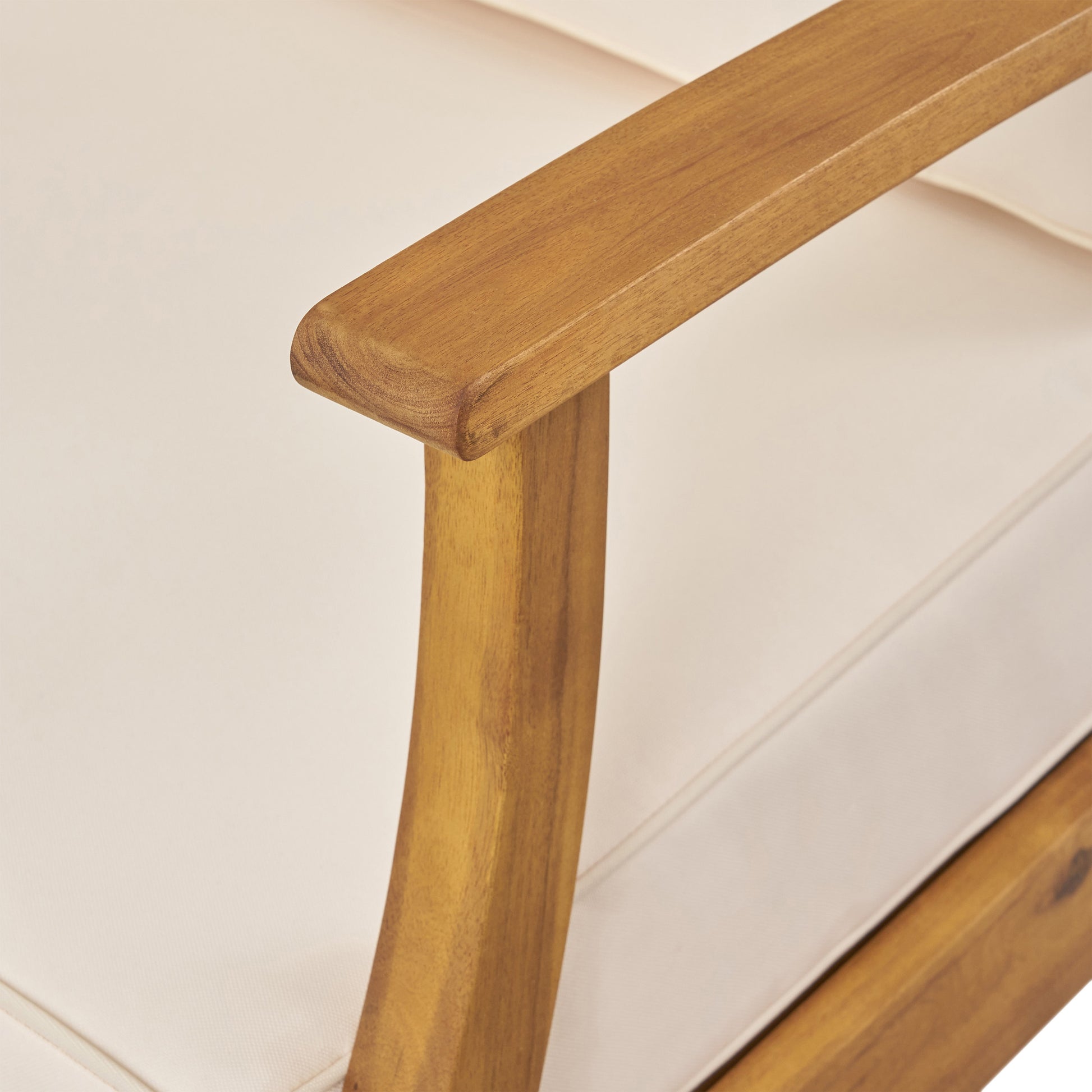 Cream Acacia Wood Poolside Sofa Set for Garden Patio Seating