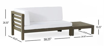 White Acacia Wood Loveseat & Coffee Table Set - Outdoor Patio Furniture