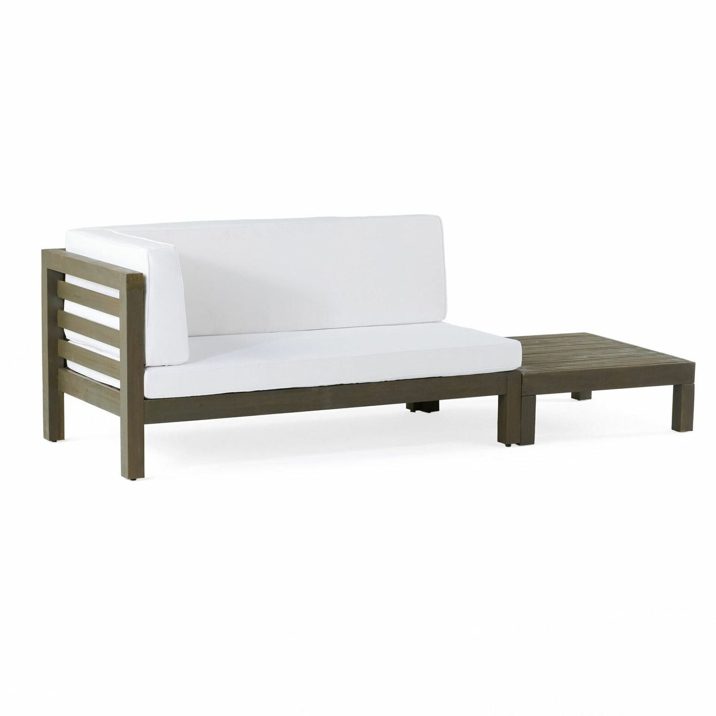 White Acacia Wood Loveseat & Coffee Table Set - Outdoor Patio Furniture