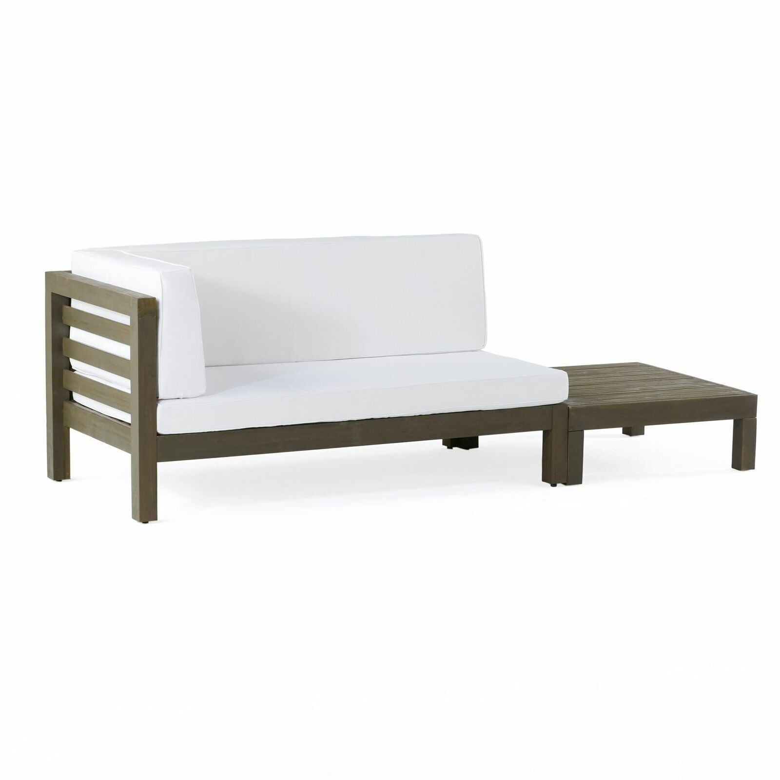 White Acacia Wood Loveseat & Coffee Table Set - Outdoor Patio Furniture