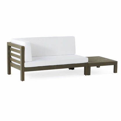White Acacia Wood Loveseat & Coffee Table Set - Outdoor Patio Furniture