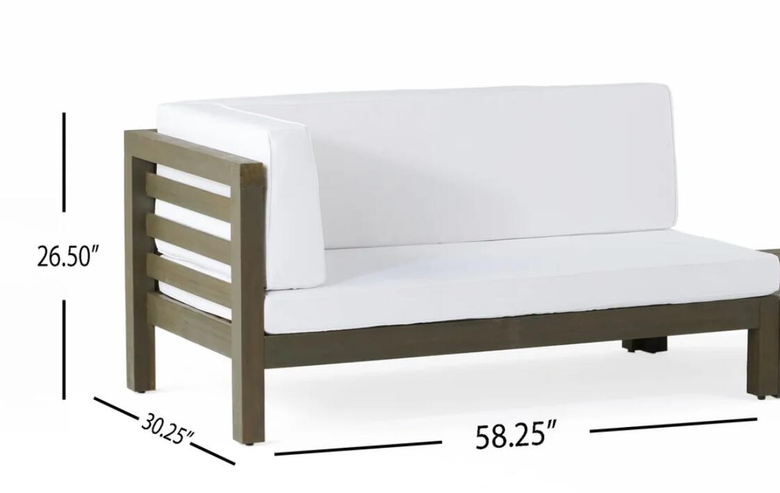 White Acacia Wood Loveseat & Coffee Table Set - Outdoor Patio Furniture