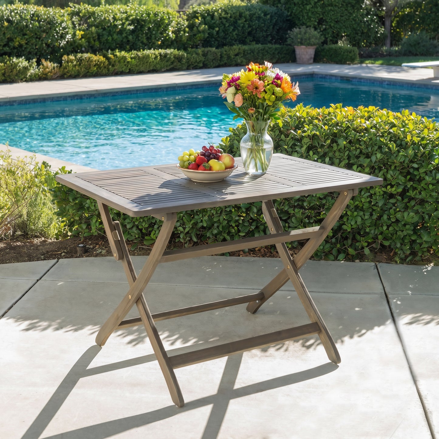 POSITANO 43.5'' Foldable Table,Outdoor Acacia Wood Table