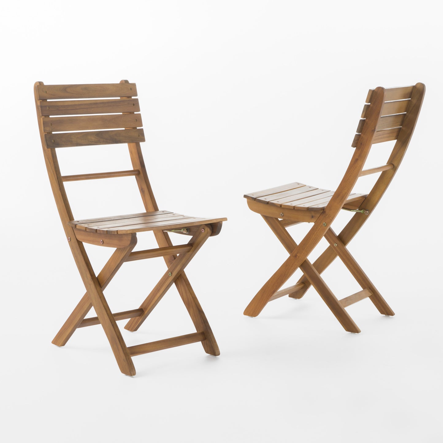 Natural Acacia Wood Folding Patio Chairs - Set of 2