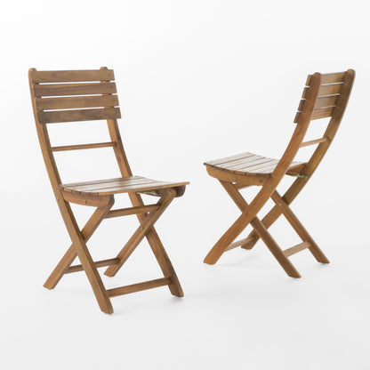 Natural Acacia Wood Folding Patio Chairs - Set of 2