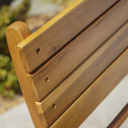Natural Acacia Wood Folding Patio Chairs - Set of 2