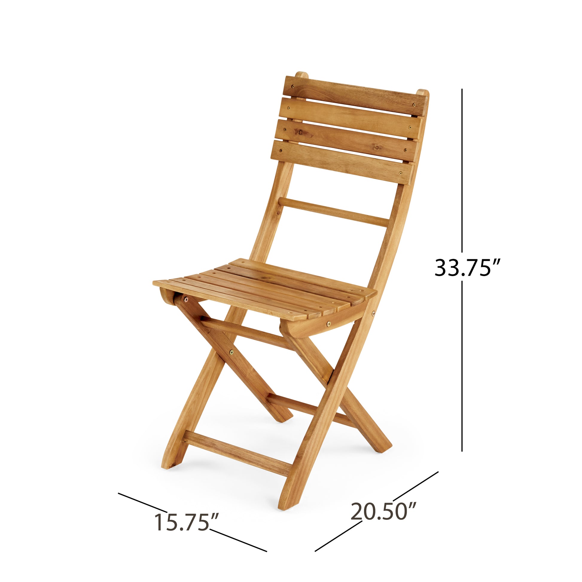 Natural Acacia Wood Folding Patio Chairs - Set of 2