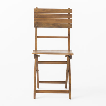 Natural Acacia Wood Folding Patio Chairs - Set of 2