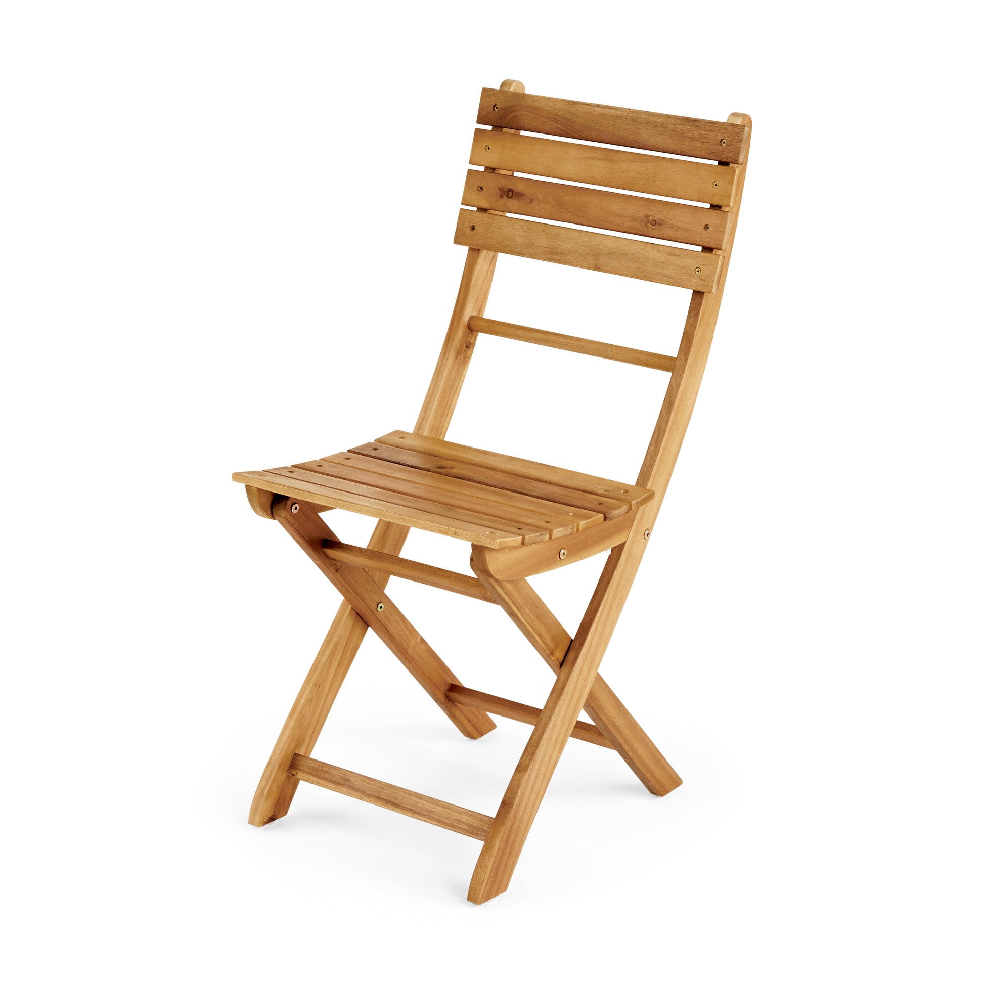 Natural Acacia Wood Folding Patio Chairs - Set of 2