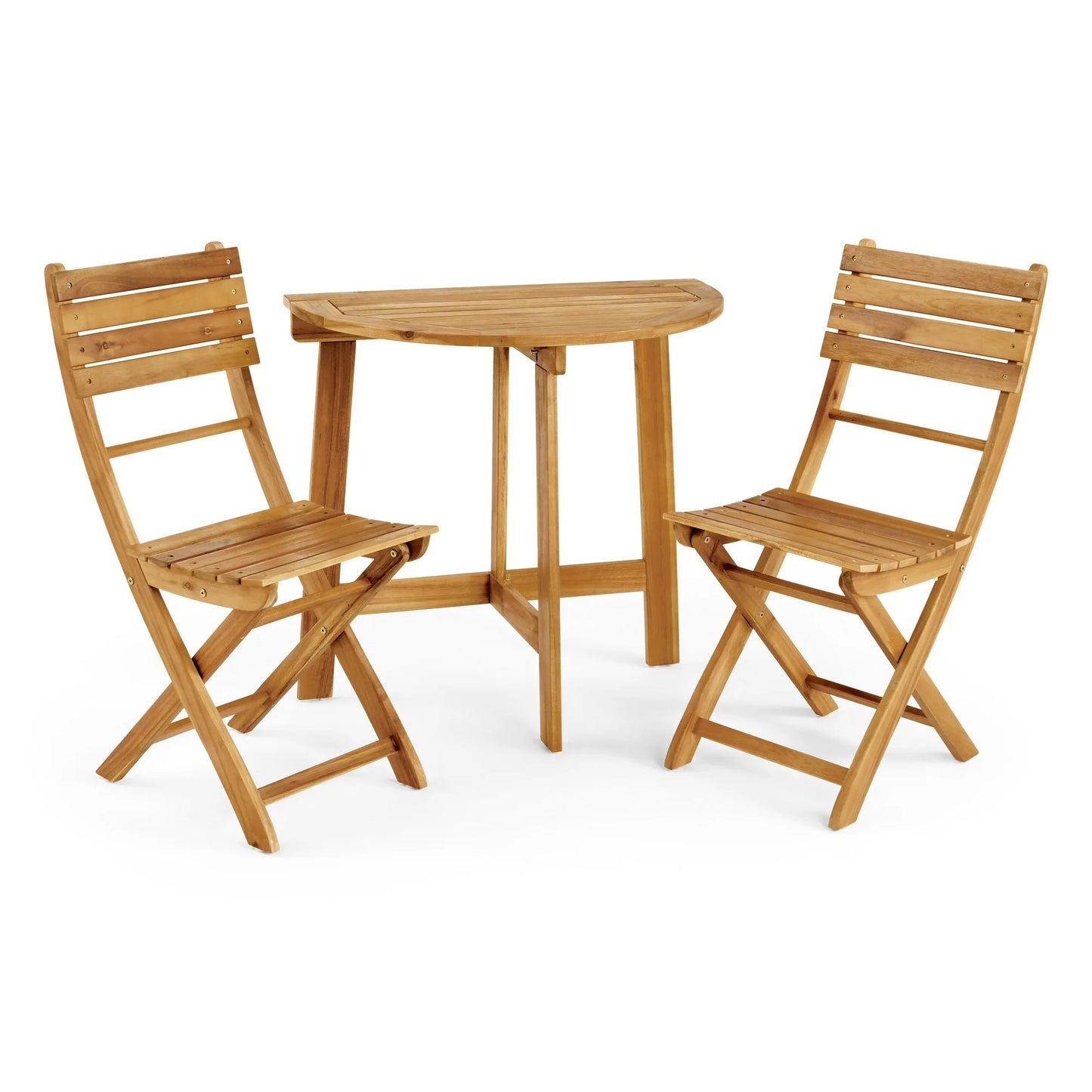 Natural Acacia Wood Folding Bistro Set - 3 Piece Outdoor Patio Table