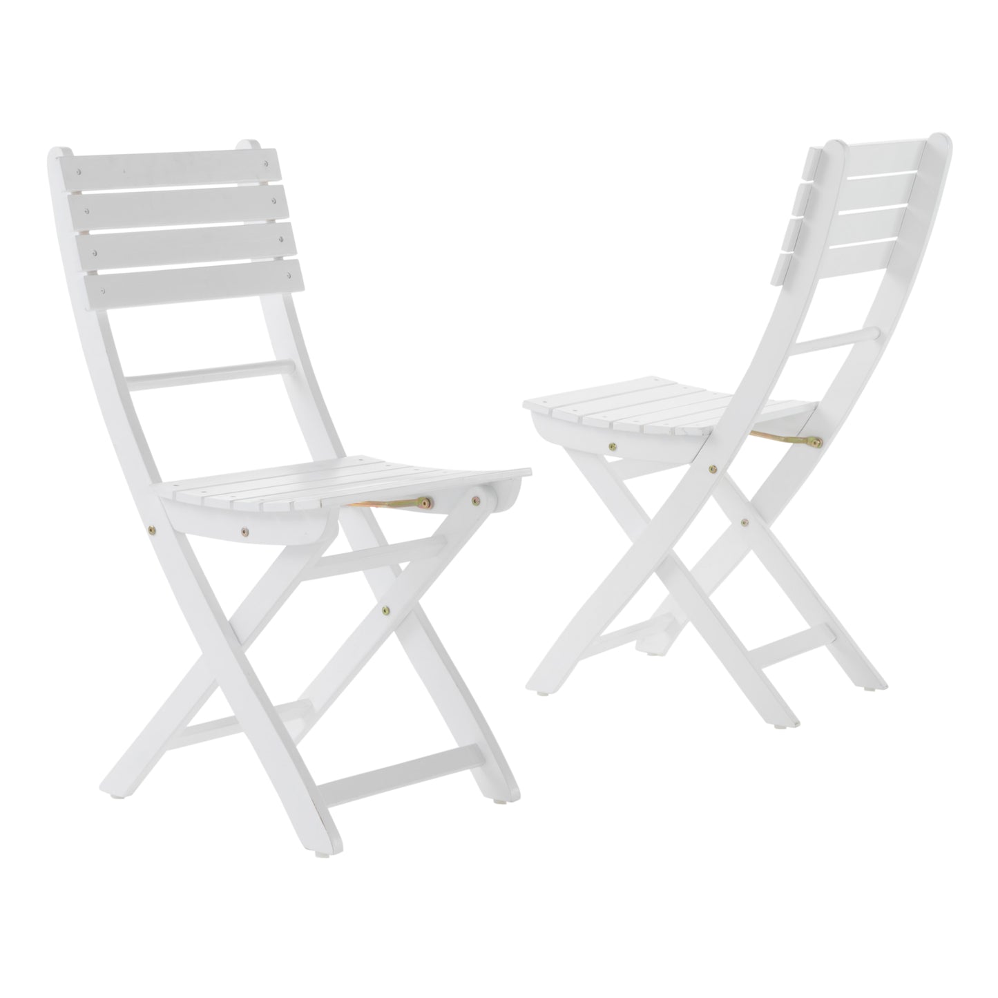 White Acacia Wood Folding Patio Chairs - Set of 2