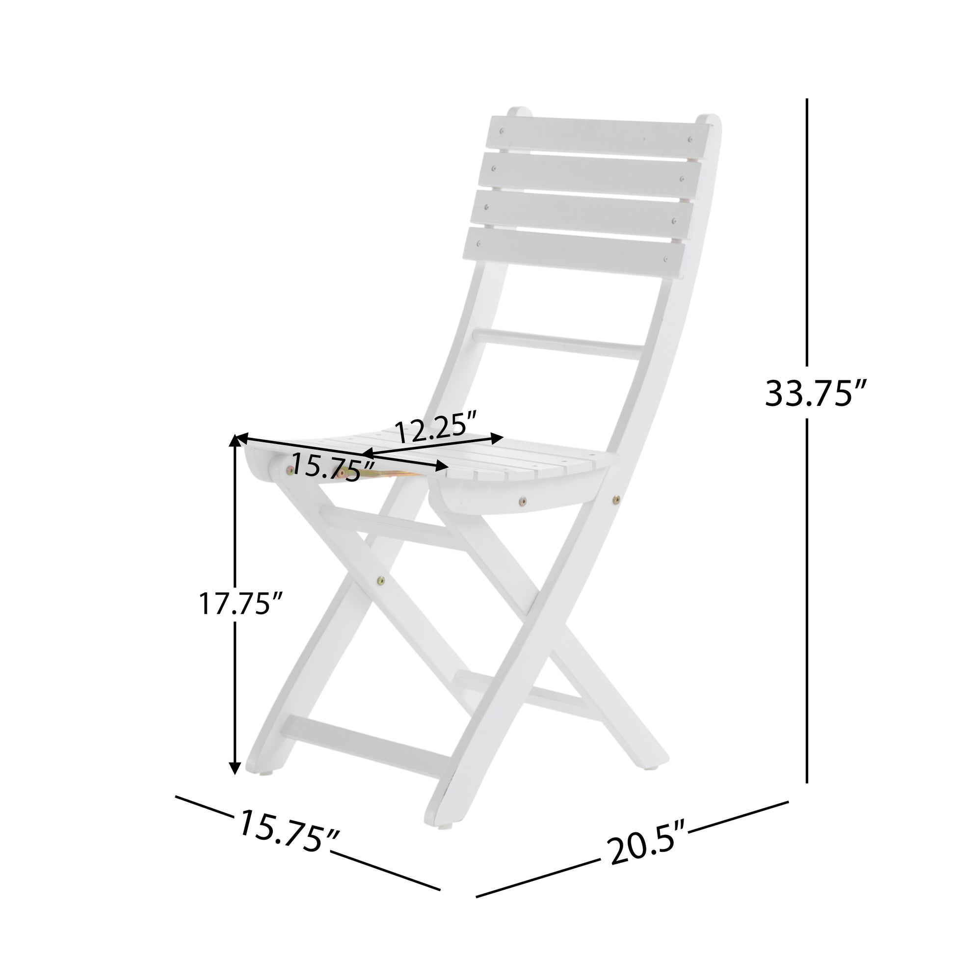 White Acacia Wood Folding Patio Chairs - Set of 2