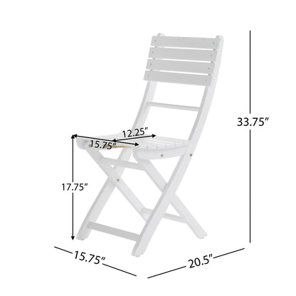 White Acacia Wood Folding Patio Chairs - Set of 2