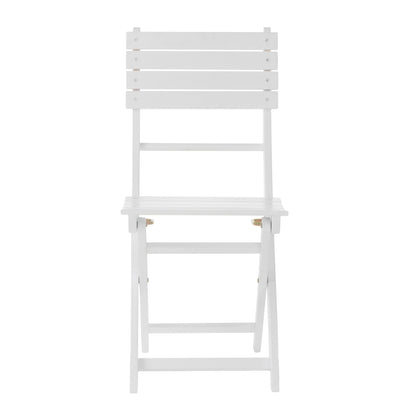 White Acacia Wood Folding Patio Chairs - Set of 2