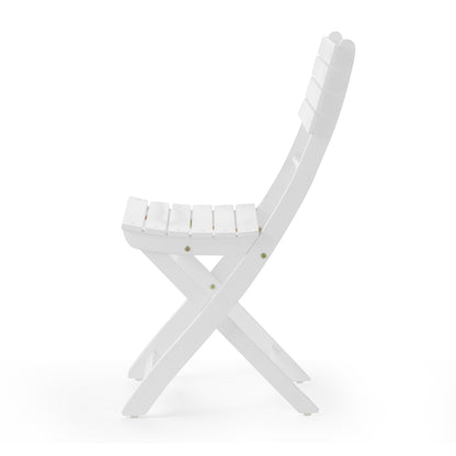White Acacia Wood Folding Patio Chairs - Set of 2