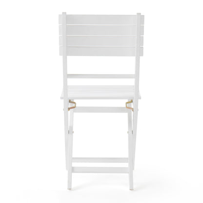 White Acacia Wood Folding Patio Chairs - Set of 2