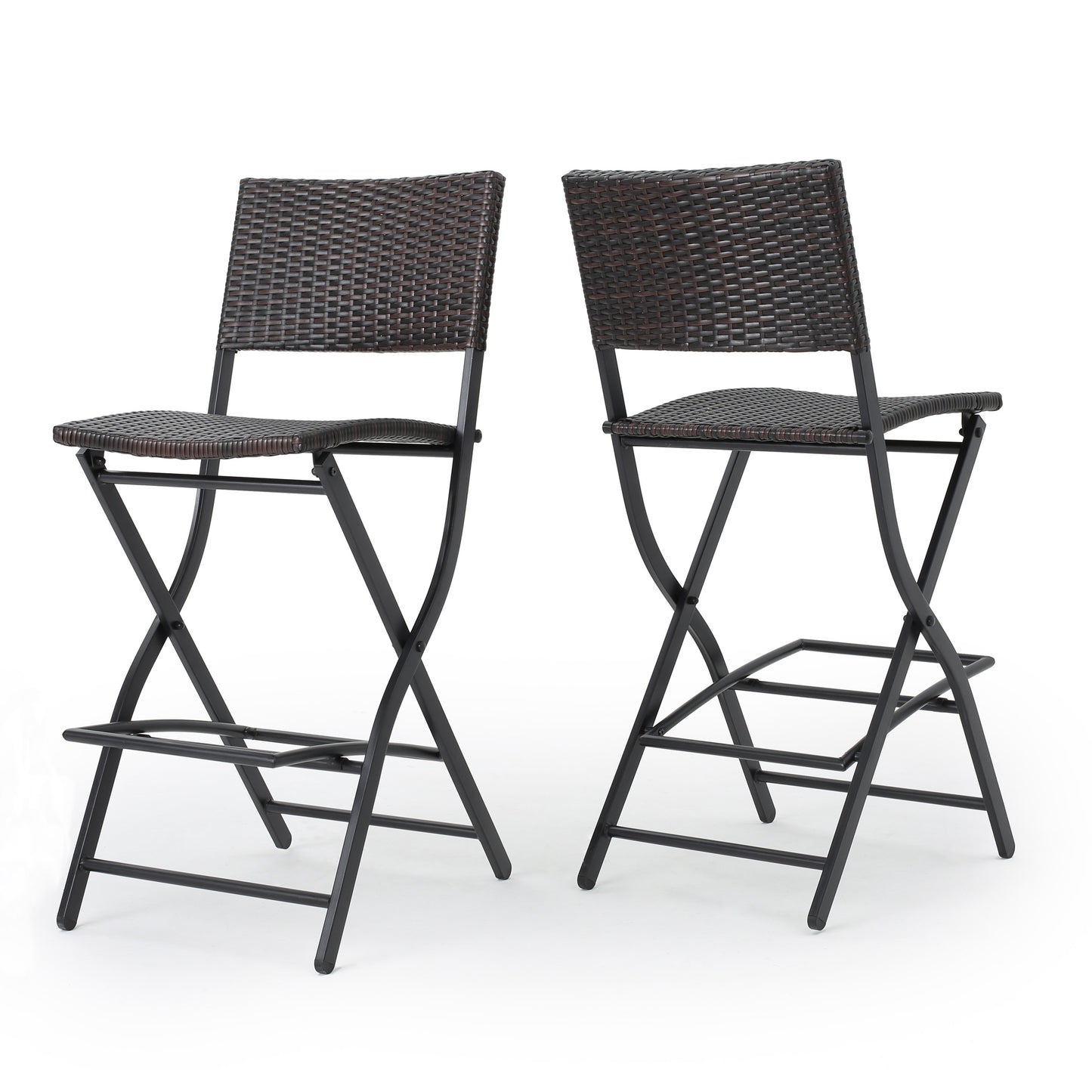 Brown Multi Outdoor Wicker Barstools - Set of 2