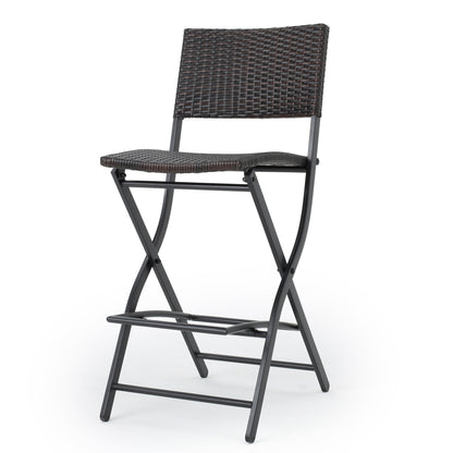 Brown Multi Outdoor Wicker Barstools - Set of 2
