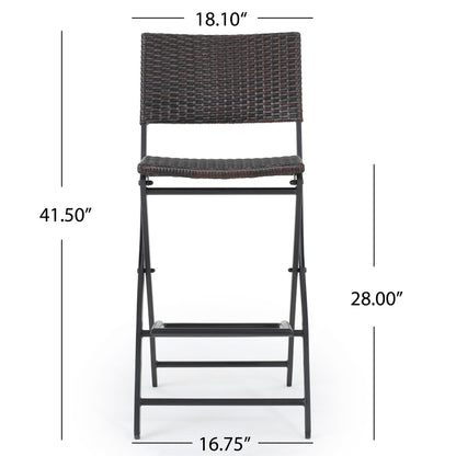 Brown Multi Outdoor Wicker Barstools - Set of 2