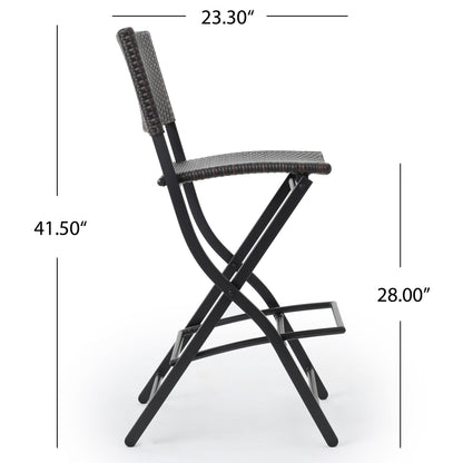 Brown Multi Outdoor Wicker Barstools - Set of 2