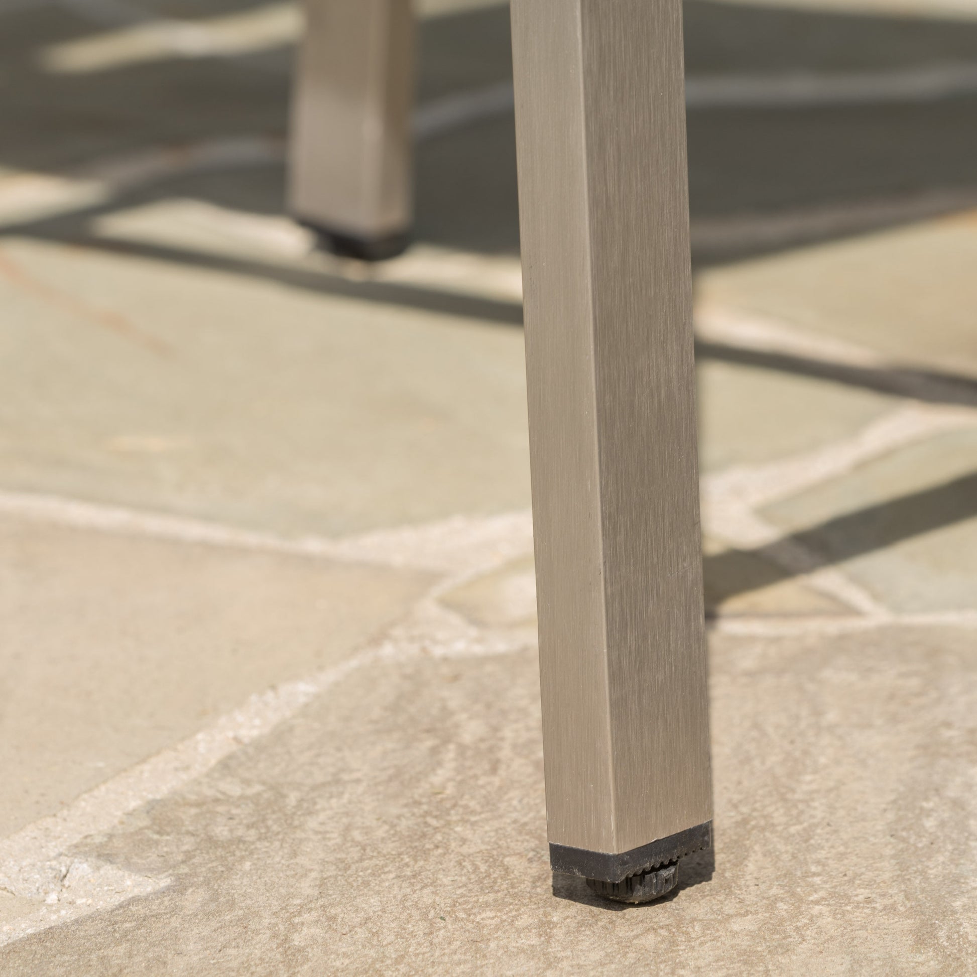 Silver Grey Aluminum Patio Barstools Set of 2