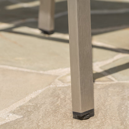 Silver Grey Aluminum Patio Barstools Set of 2