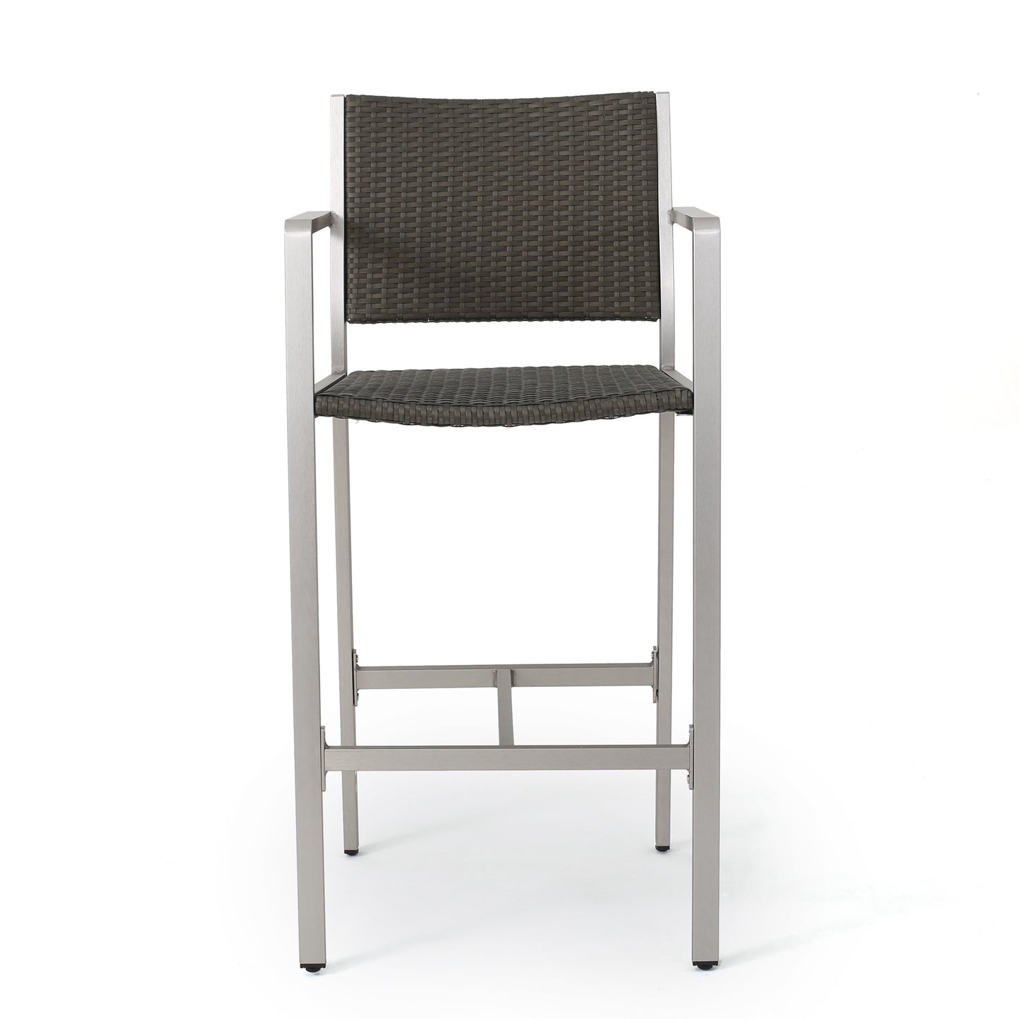 Silver Grey Aluminum Patio Barstools Set of 2