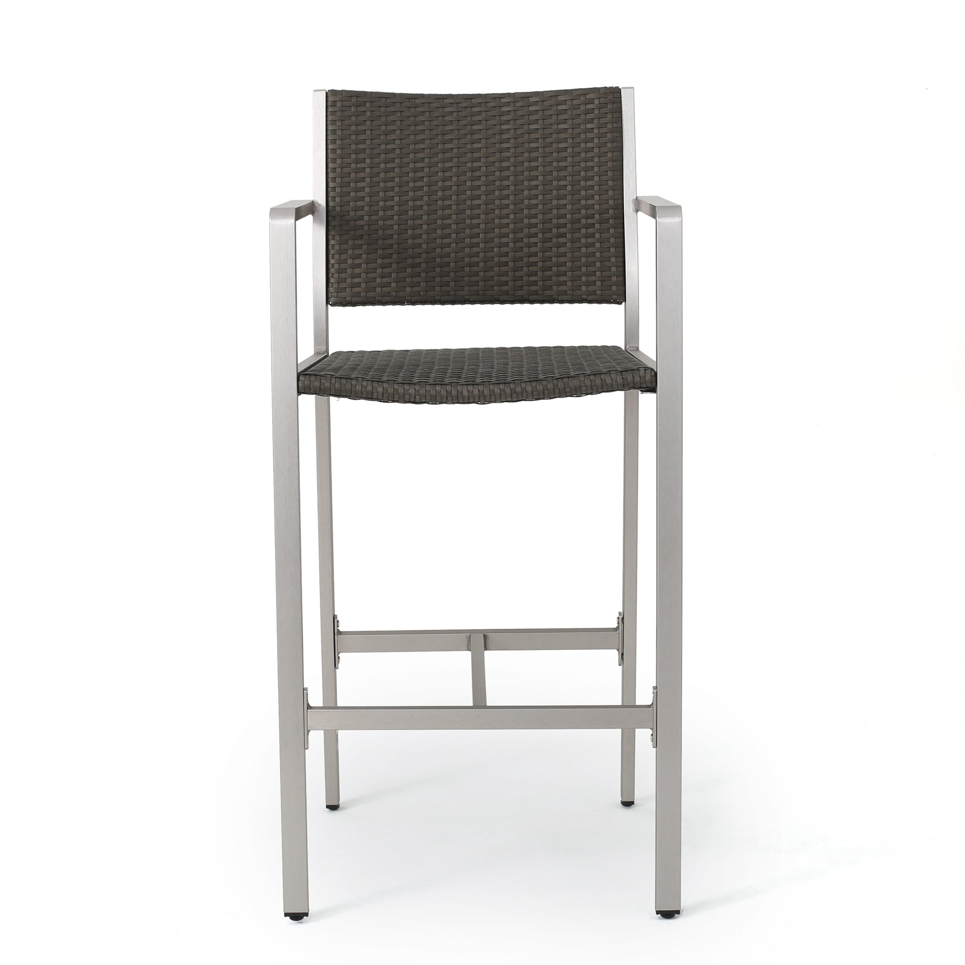 Silver Grey Aluminum Patio Barstools Set of 2