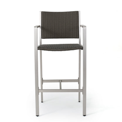 Silver Grey Aluminum Patio Barstools Set of 2