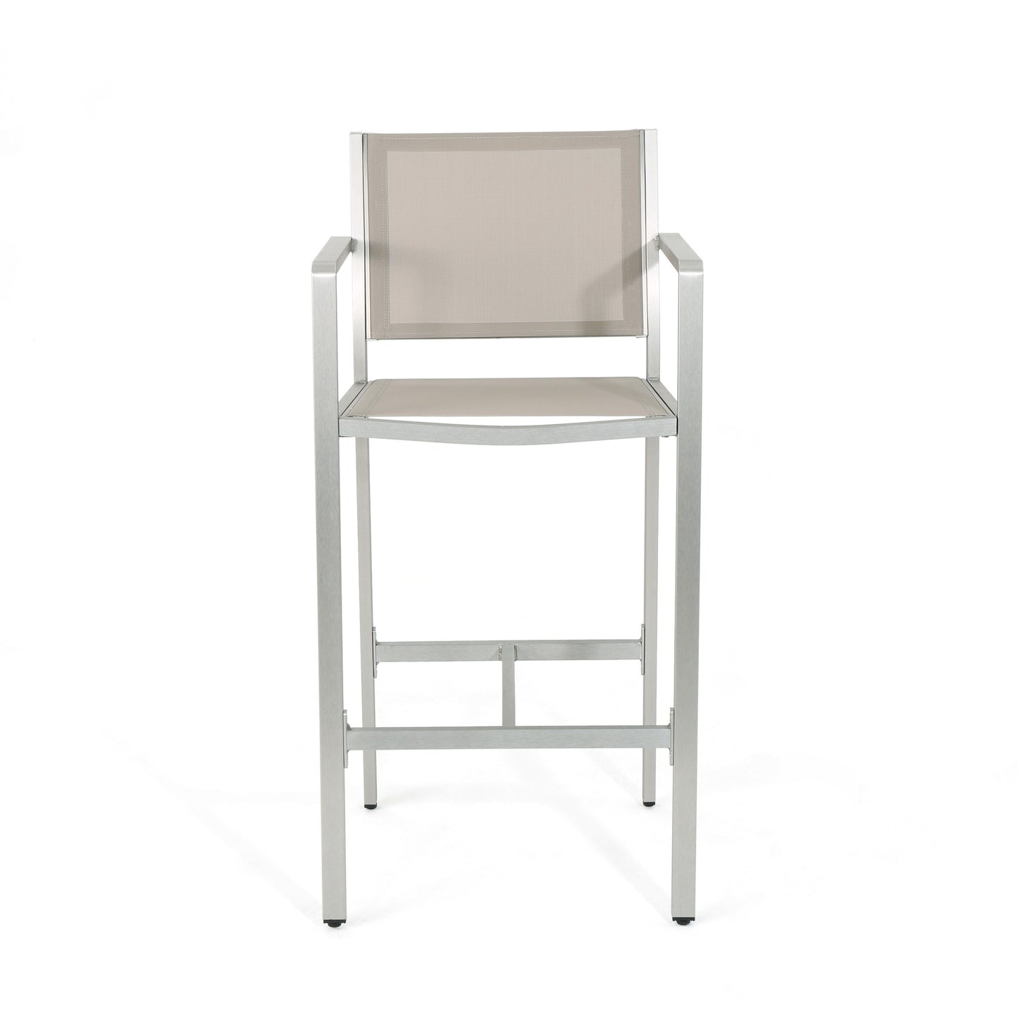 2 Person Silver Aluminum Patio Barstool Set