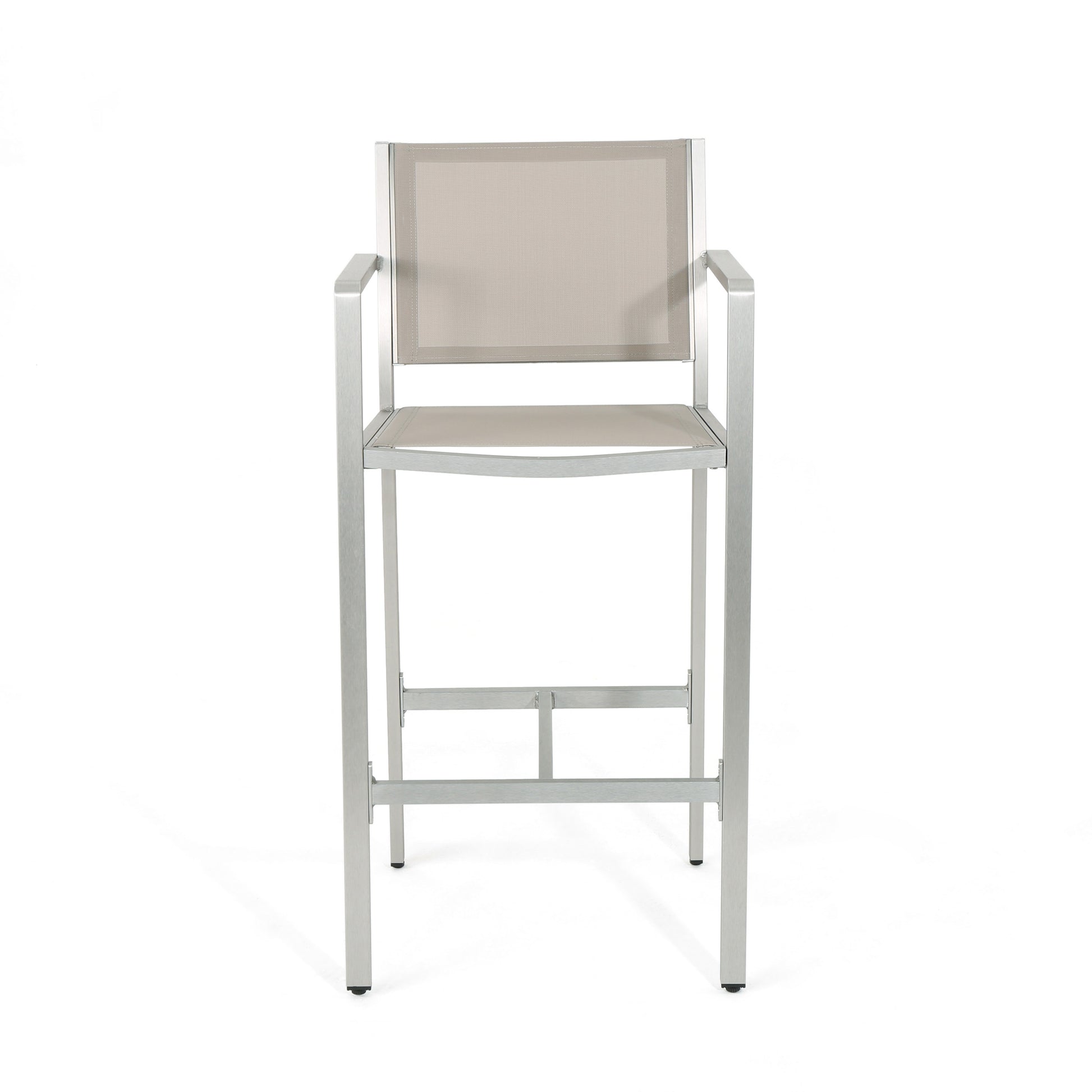 2 Person Silver Aluminum Patio Barstool Set