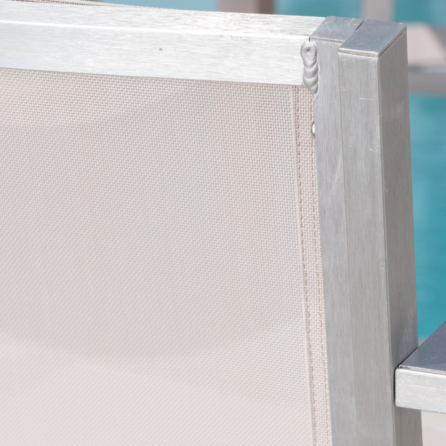 2 Person Silver Aluminum Patio Barstool Set