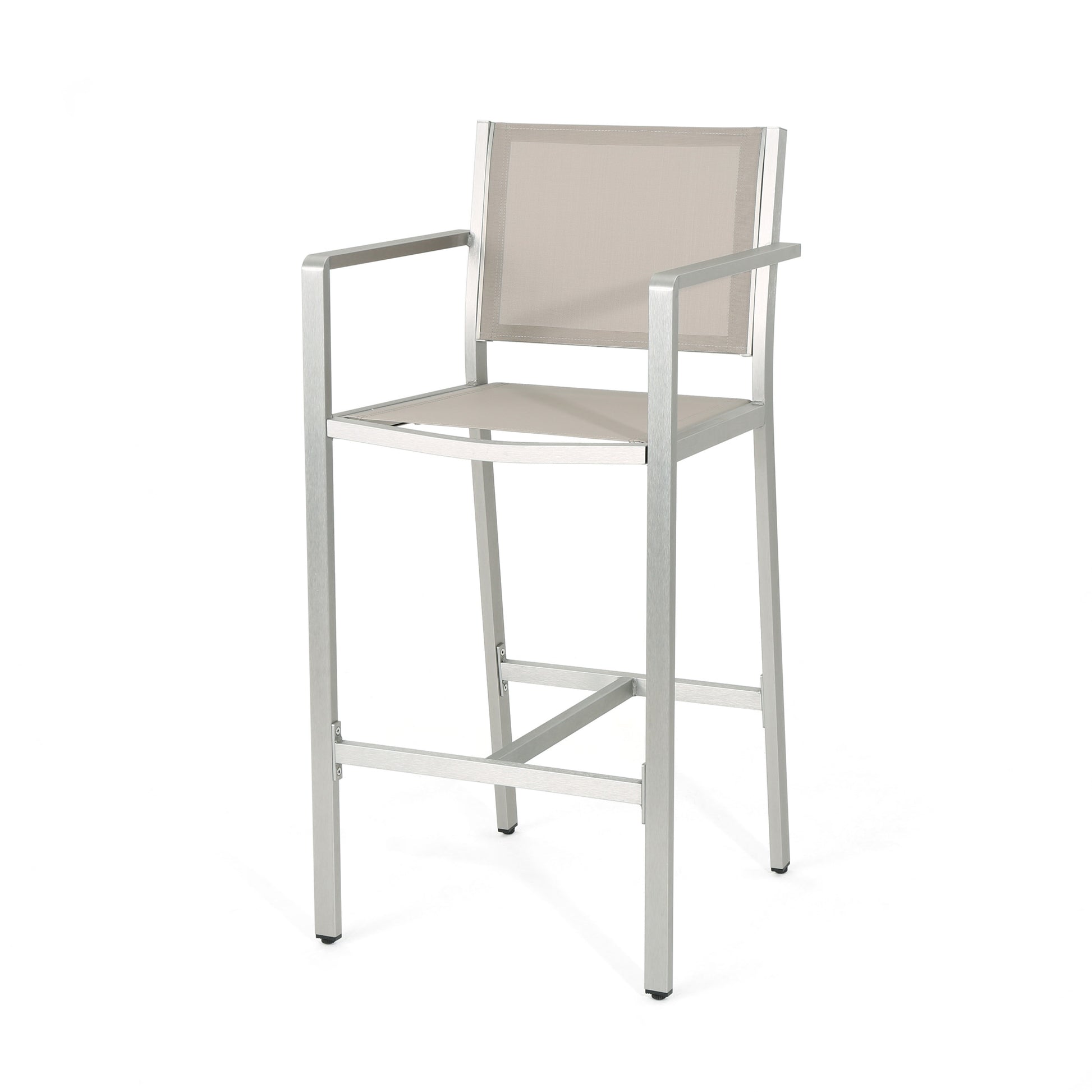 2 Person Silver Aluminum Patio Barstool Set